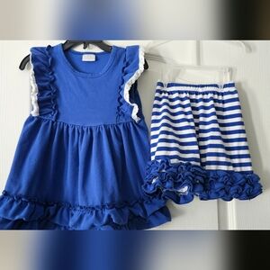 Girls size Medium Boutique Blue Outfit